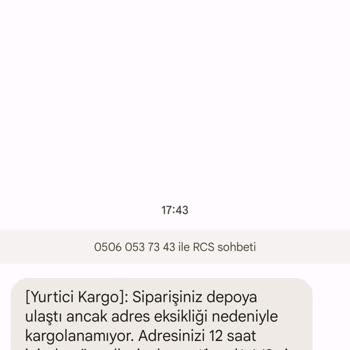 E-ticaret Marka Taklidiyle Dolandırıcılık Siparişim Adres Eksikliği Nedeniyle Kargolanamadı!