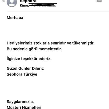 Sephora Online Alışverişte Deneme Ürün Göndermemesi
