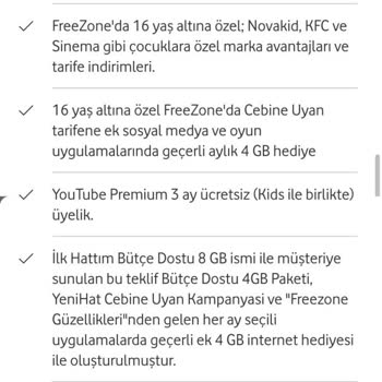 Vodafone Faturalı Hat Tarife Ücretleri