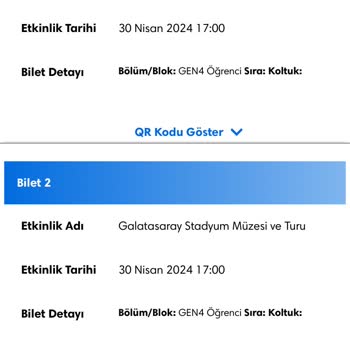 Biletix GS Müze Bilet Tarihi Değiştirme