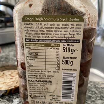 MarmaraBirlik Zeytin Açılmamış Şişe Bozuk Çıktı