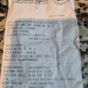 Metro Grossmarket Metro Marketten Aldığım Dönerde Ekşi Koku Ve Tat Sorunu
