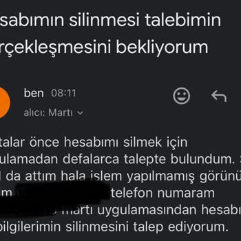 Martı Uygulamasından Hesabım Ve Kredi Kartı Bilgilerim Silinmiyor