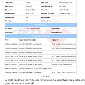 Aras Kargo Kargomun Hk Her Seferinde Aynı Bahane