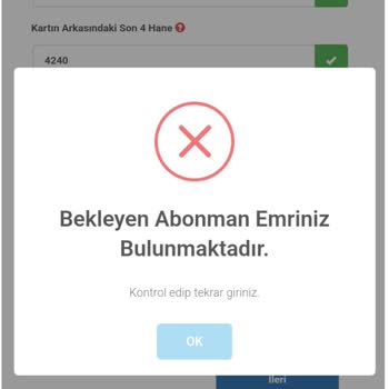 EGO Genel Müdürlüğü Bekleyen Abonman Emriniz Bulunmamaktadır