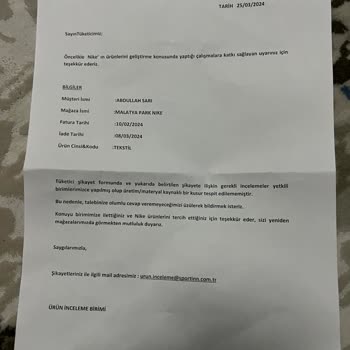 Nike Ayıplı Ürünü Geri Yolladı