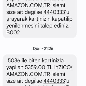 Amazon Kredi Kartımdan Bilgim Dışında İşlem