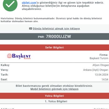 Başkent Turizmin Otobüs Saatlerinin Karışıklığı Sonucu Mağduriyetim