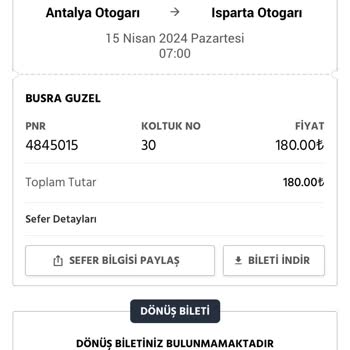 Mersin Nur Turizm Kalkış Yeri Farklı