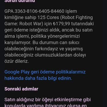 Google Play Çocuğumun Yanlışlıkla Yaptığı 800 TL'lik Oyun Alışverişi