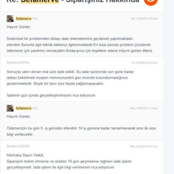 Sefamerve Güvensiz Alışveriş Firmasıdır