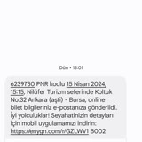 Nilüfer Turizm Otobüs Bileti Satın Aldığım Koltuk Değiştirildi