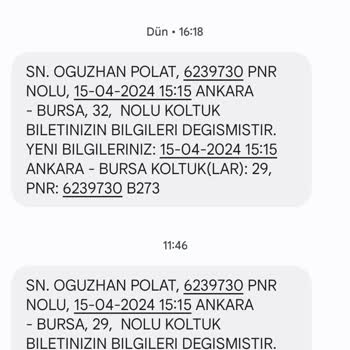 Nilüfer Turizm Otobüs Bileti Satın Aldığım Koltuk Değiştirildi