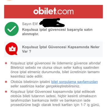 Obilet İptal Güvence Bedelinin Satın Aldığımda Değişmesi