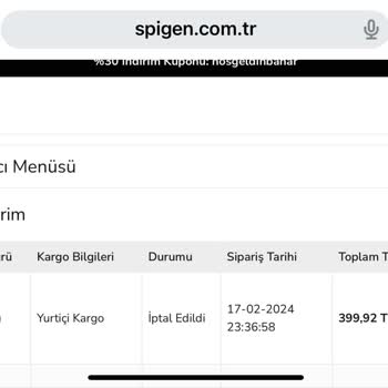 Spigen Türkiye Sevkiyat Ve Ücret İade Sorunu