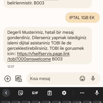 Vodafone Üst Tarife 1Gb Ek Paket İptali