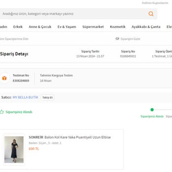 Trendyol My Bella Butik Siparişi Hazırlanma Aşamasına Dahil Geçmedi