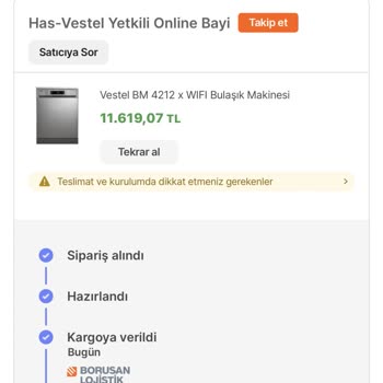 Vestel Bulaşık Makinesi Kurulum Hizmeti Şikayeti