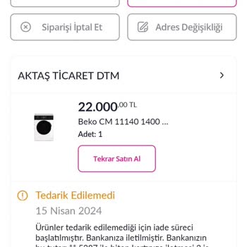 Beko Pazarama'dan Aldığım Çamaşır Makinesi Siparişimi İptal Ettiler