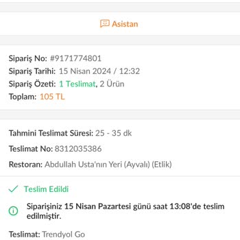 Trendyol Yemek Sorumsuzluğu