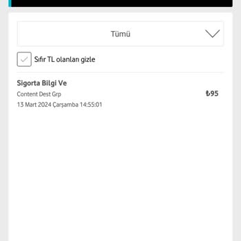 Vodafone İznim Dışında Yansıtılan Ücret.