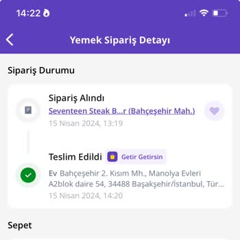 Getir'den Sipariş Sorunu