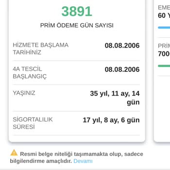 E-Devlet (Turkiye.gov.tr) Prim Ödeme Gün Sayısı