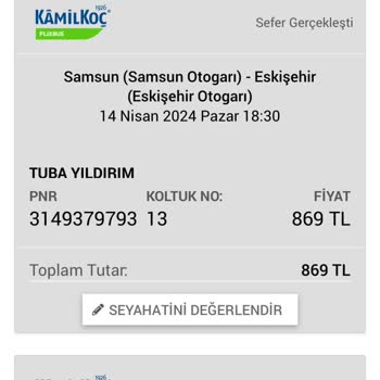 Kamil Koç Samsun Eskişehir Seferi