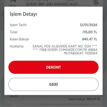 Cvmaker.com.tr İznim Ve Bilgim Olmadan Para Çekimi