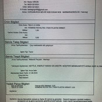 A101 Homend Bozuk Çay Makinesini Garanti Kapsamında Yenilemiyor