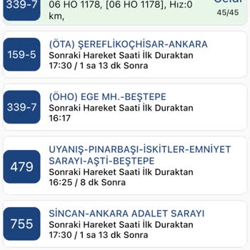 EGO Cepte (479) Geleceği Saatleri Göstermiyor