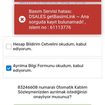 HDI Fibaemeklilik Hata Veriyor Çıkış Yapamıyorum