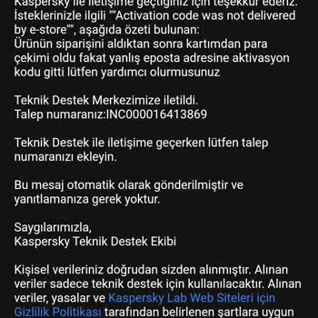 Kaspersky Lab Geri Dönüş Olmadı