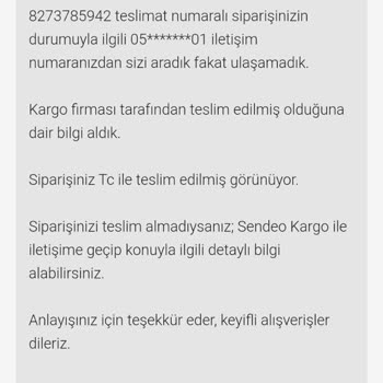 Sendeo Kargom Başkasına Teslim Edilmiş