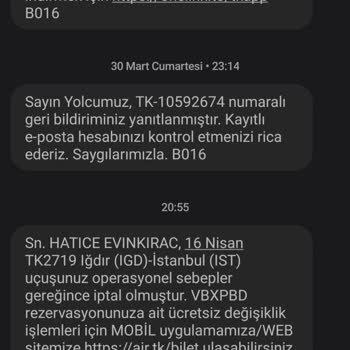 Türk Hava Yolları Son Dakikada İptal Edilen Sefer