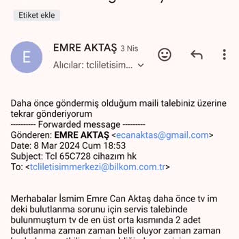 Bilkom TCL 65c728 Ekran Problemi Ve Distribütör Firmanın İlgisizliği