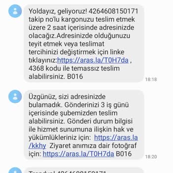 Aras Kargo Yeşilpınar Şube Teslimat Yapmıyor