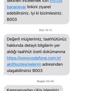 Başvurudan Sonra Ücreti Değişen Tarife - Vodafone