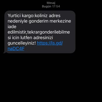 PTT Kargo Mesajıyla Gelen Şüpheli Bağlantı