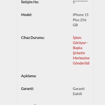 Apple İPhone 15 Plus (sıfır Cihaz) Bozuk