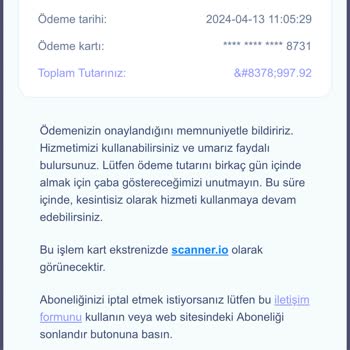 Scannero Yüksek Para Kesildi