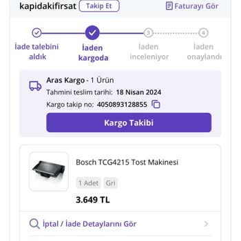 N11 Bosch TCG4215 Tost Makinesi Satıcı Ürünün Arkasında Dursun
