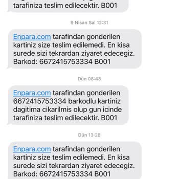 Enpara Kartı Teslim Etmiyor