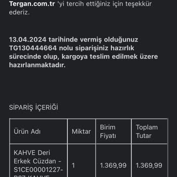 Tergan Online Sipariş Tedariği