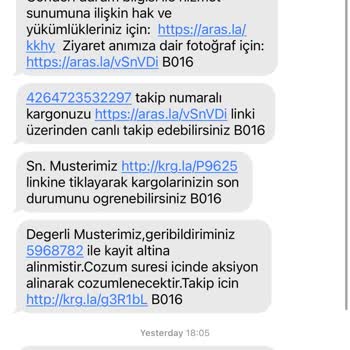 Aras Kargo Teslimatları Hakkında Şikayet.