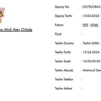 Taze Çiçek (tazecicek.com) Geciken, Teslim Edilmeyen Ve Para İadesi Yapılmayan Sipariş