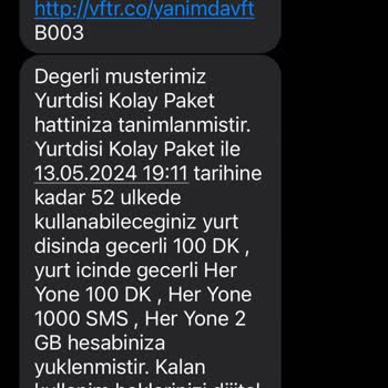 Vodafone Yurt Dışı Paket Sıkıntısı