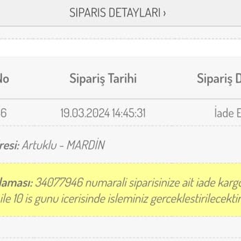 Sefamerve İadesi Onaylanmayan Ürünler