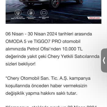 Chery Taahhüt Ettiği 10.000 TL'lik Yakıt Çekini Vermiyor