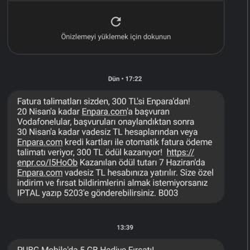 Vodafone Zoraki Reklam SMS'i Atmaktan Vazgeçmiyor.
